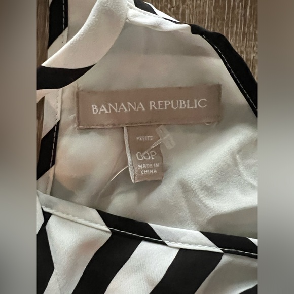 NWOT Banana Republic White Black Stripe Lined Halter Dress Women's Size 00P - Picture 2 of 5